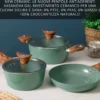 Casseruola un manico 18 cm con coperchio verde New Ceramic