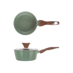 Casseruola un manico 18 cm con coperchio verde New Ceramic