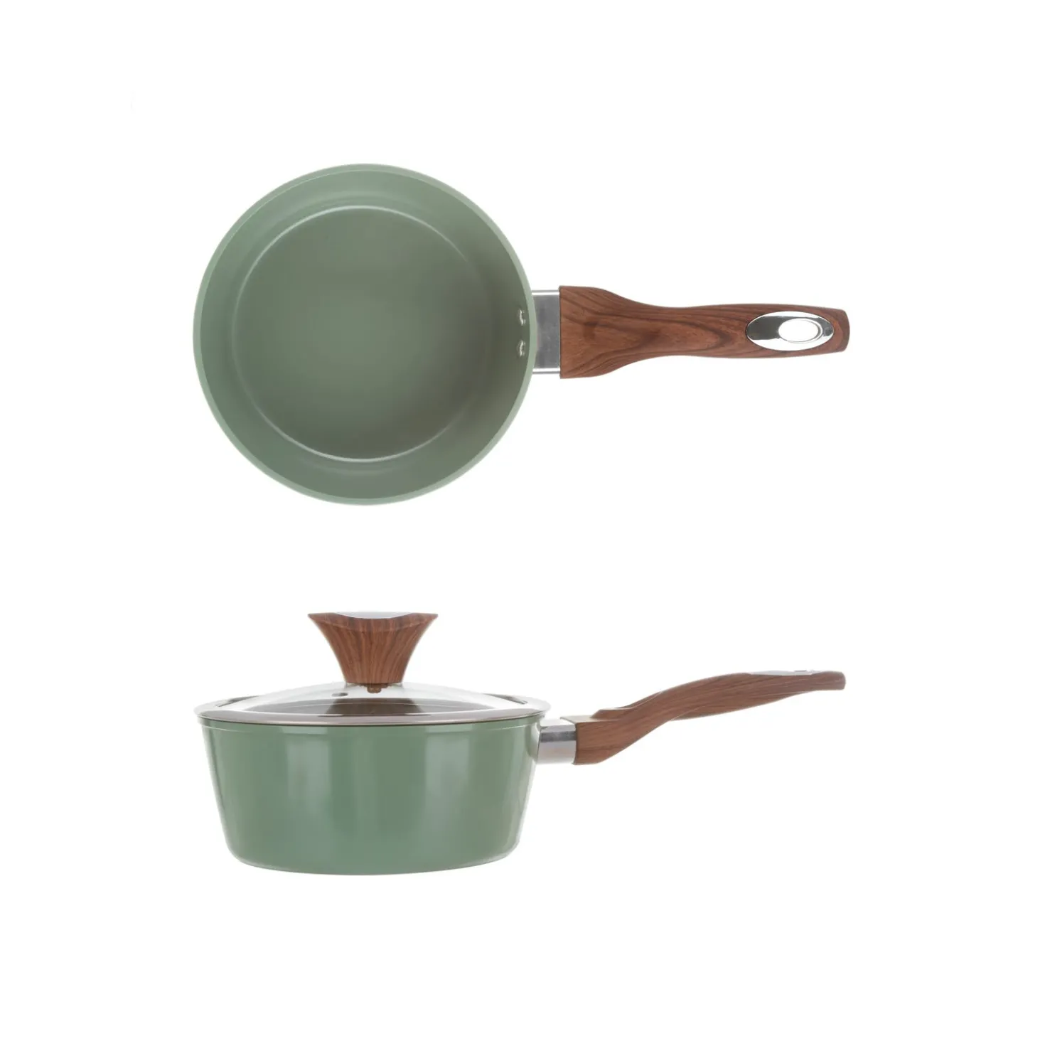 Casseruola un manico 18 cm con coperchio verde New Ceramic