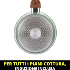 Casseruola un manico 18 cm con coperchio verde New Ceramic
