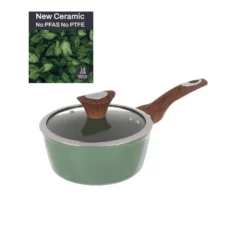Casseruola un manico 18 cm con coperchio verde New Ceramic
