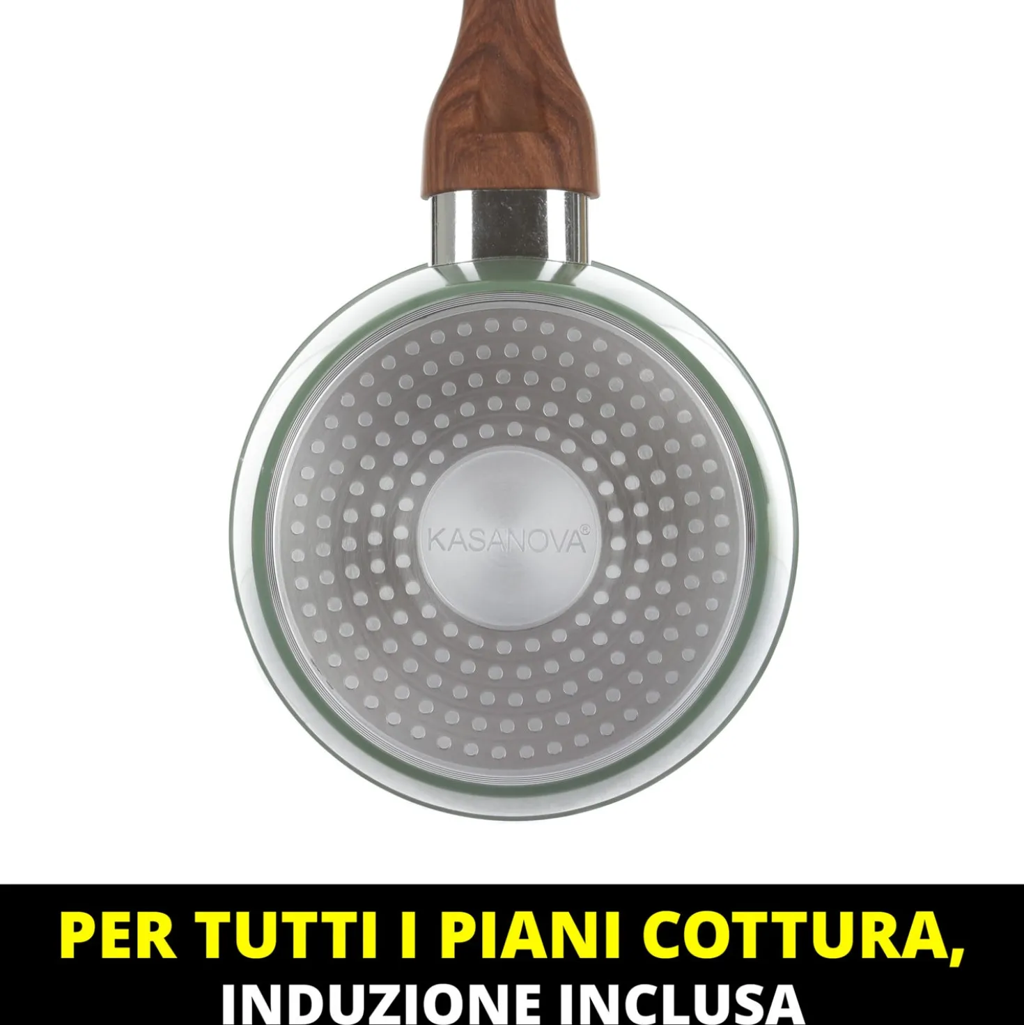Casseruola un manico 16 cm con coperchio verde New Ceramic