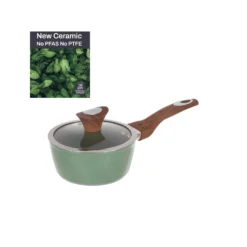 Casseruola un manico 16 cm con coperchio verde New Ceramic