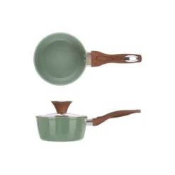 Casseruola un manico 16 cm con coperchio verde New Ceramic