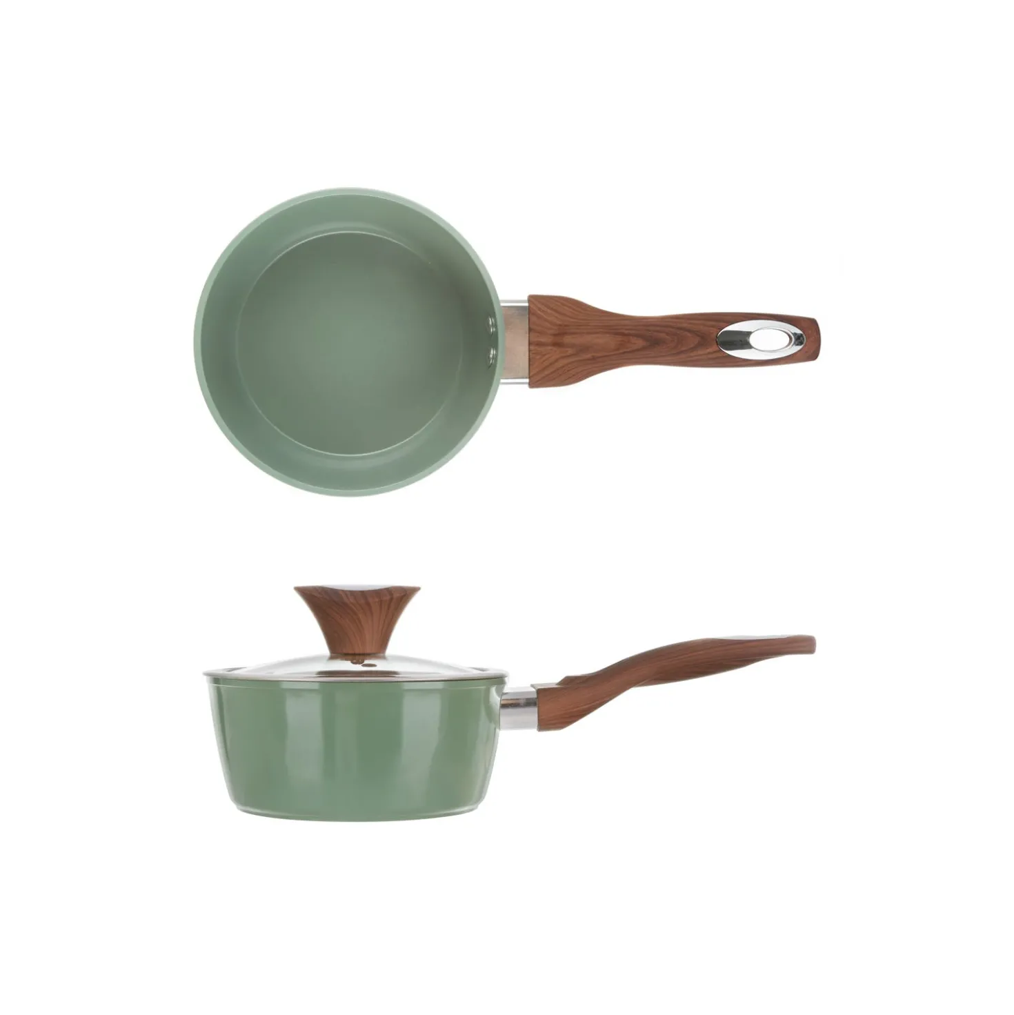 Casseruola un manico 16 cm con coperchio verde New Ceramic