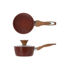 Casseruola un manico 16 cm coperchio burgundy New Ceramic