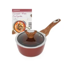 Casseruola un manico 16 cm coperchio burgundy New Ceramic