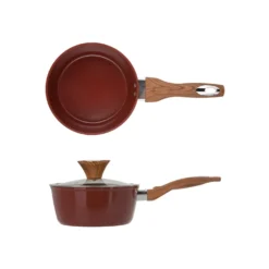 Casseruola un manico 18 cm coperchio burgundy New Ceramic
