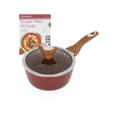 Casseruola un manico 18 cm coperchio burgundy New Ceramic