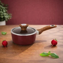 Casseruola un manico 18 cm coperchio burgundy New Ceramic