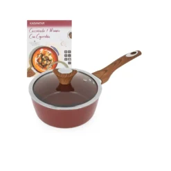 Casseruola un manico 20 cm coperchio burgundy New Ceramic