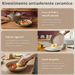 Casseruola un manico 18 cm coperchio taupe New Ceramic