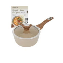 Casseruola un manico 18 cm coperchio taupe New Ceramic