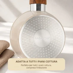 Casseruola un manico 18 cm coperchio taupe New Ceramic