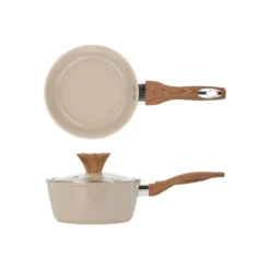 Casseruola un manico 18 cm coperchio taupe New Ceramic