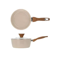 Casseruola un manico 20 cm coperchio taupe New Ceramic