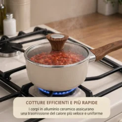 Casseruola un manico 20 cm coperchio taupe New Ceramic