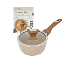 Casseruola un manico 16 cm coperchio taupe New Ceramic