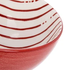 Ciotola bianca righe rosso porcellana Mix e Match