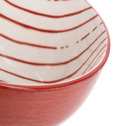 Ciotola bianco righe rosso porcellana Mix e Match
