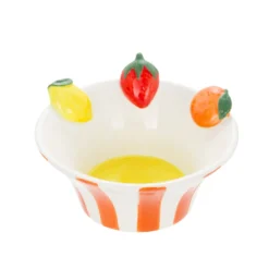 Ciotola frutta 13 cm righe arancioni Florafruit ceramica