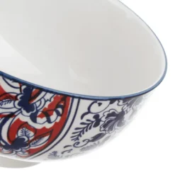 Ciotola in ceramica decori blu rossi orientali 16x9 cm Sushiko