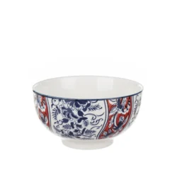Ciotola in ceramica decori blu rossi orientali 16x9 cm Sushiko