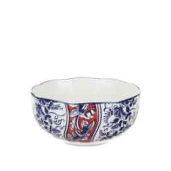 Ciotola in ceramica decori blu rossi orientali 15,3x7,2cm Sushiko
