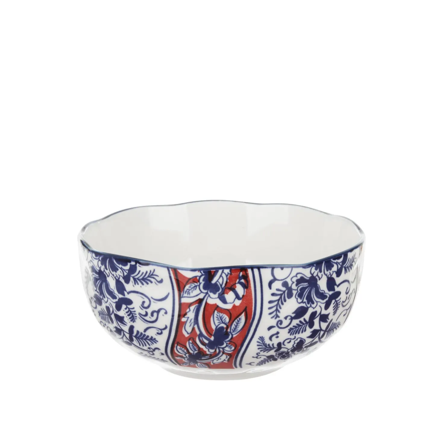 Ciotola in ceramica decori blu rossi orientali 15,3x7,2cm Sushiko