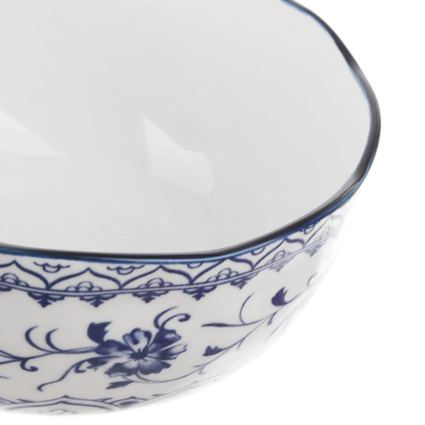 Ciotola in ceramica fiori blu orientali 15,3x7,2cm Sushiko