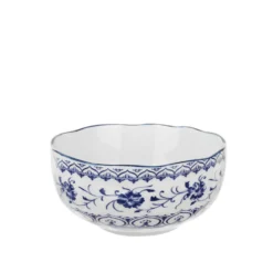 Ciotola in ceramica fiori blu orientali 15,3x7,2cm Sushiko