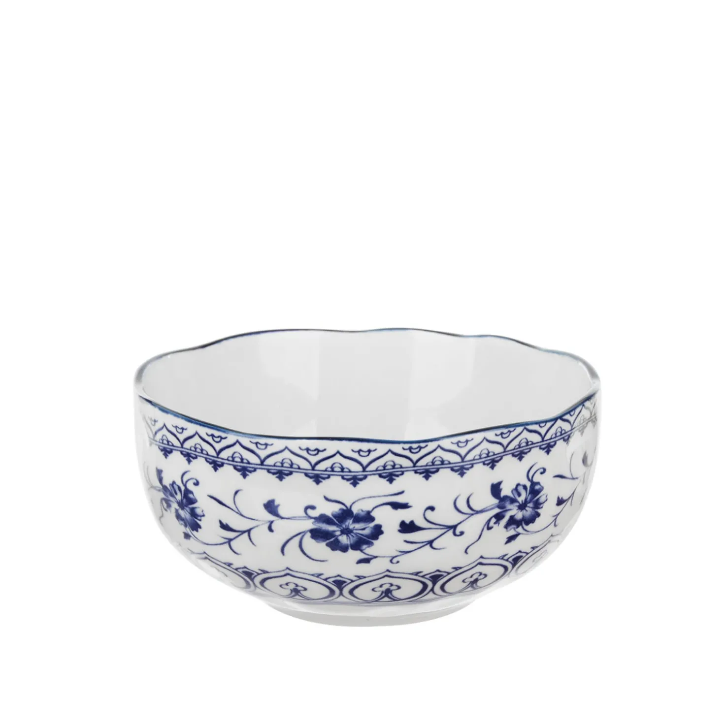 Ciotola in ceramica fiori blu orientali 15,3x7,2cm Sushiko