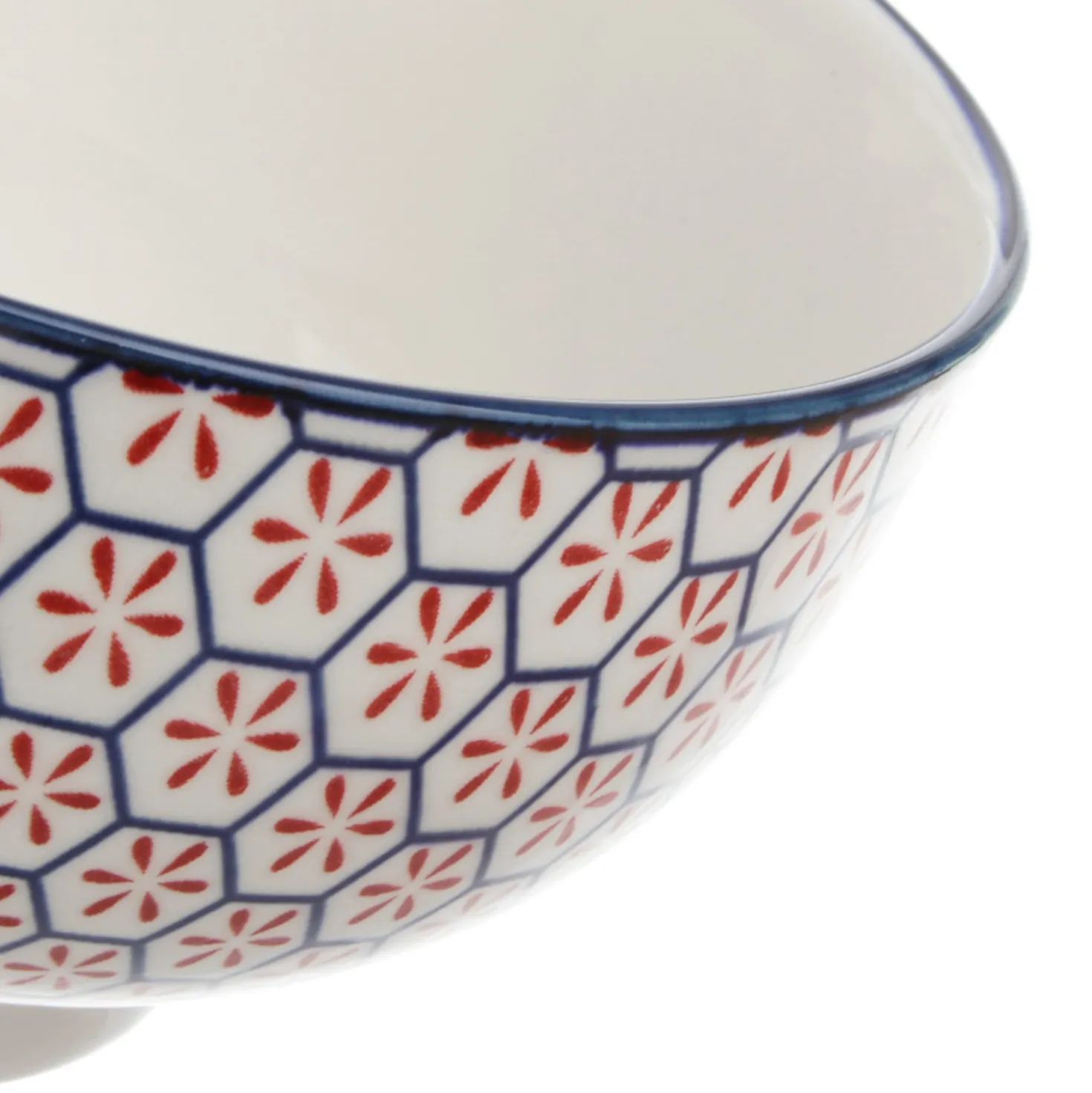Ciotola in ceramica fiori blu rossi orientali 16x9 cm Sushiko
