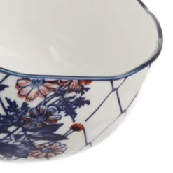 Ciotola in ceramica fiori rossi orientali 15,3x7,2cm Sushiko