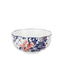 Ciotola in ceramica fiori rossi orientali 15,3x7,2cm Sushiko
