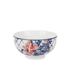 Ciotola in ceramica fiori rossi orientali 16x9 cm Sushiko