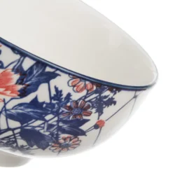Ciotola in ceramica fiori rossi orientali 16x9 cm Sushiko