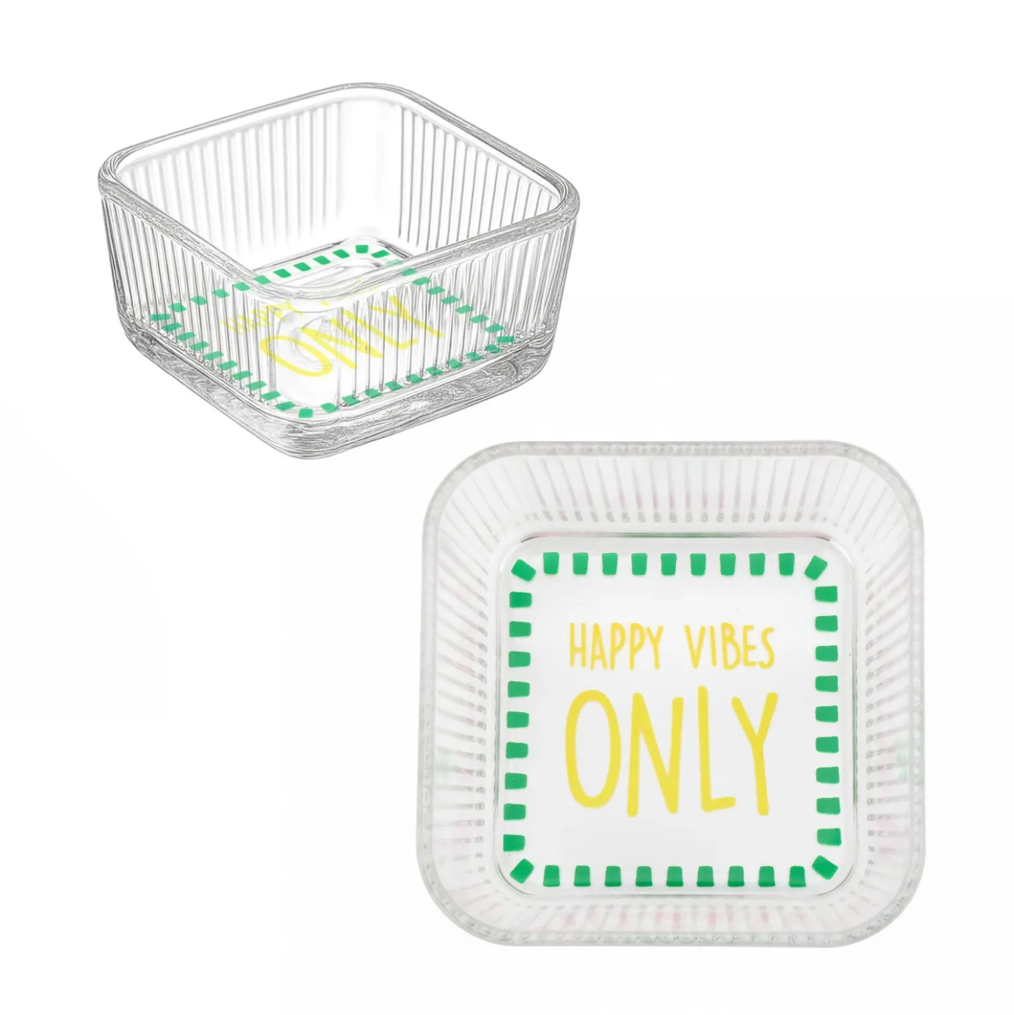 Ciotolina quadrata vetro 10x10 cm Happy Vibes Color Bloom