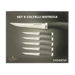 Coltelli per carne in acciaio inox e plastica, 6 pezzi