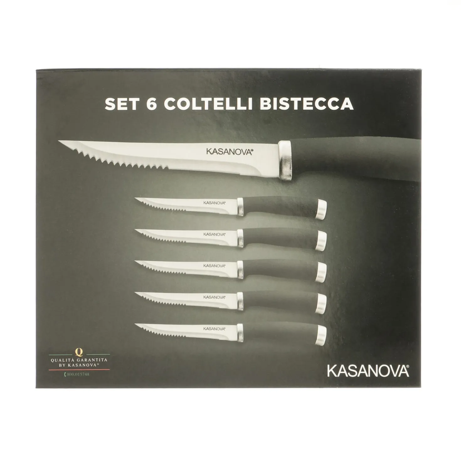 Coltelli per carne in acciaio inox e plastica, 6 pezzi