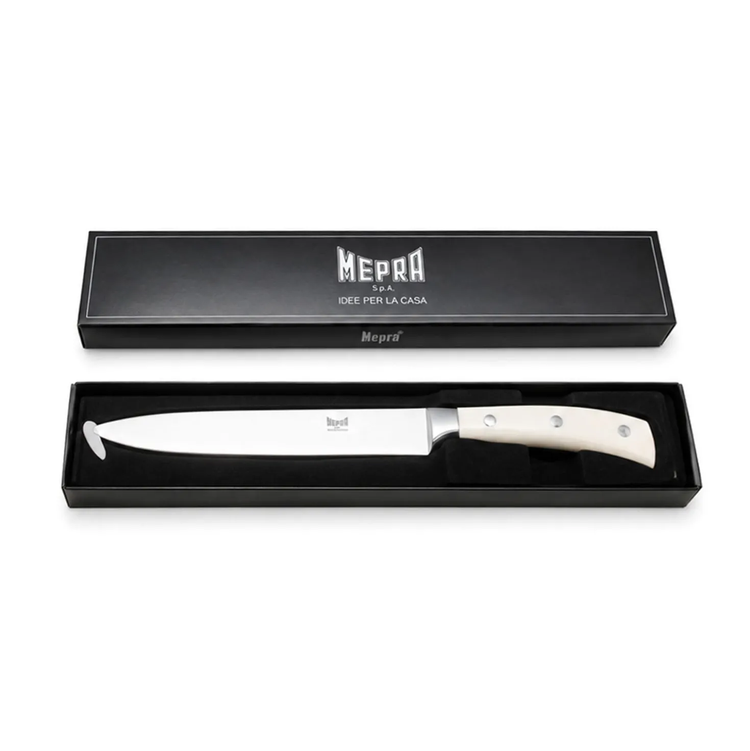 Coltello salumi 20 cm Mepra manico bianco