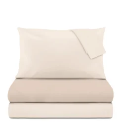 Completo letto matrimoniale cotone beige Nicoletta
