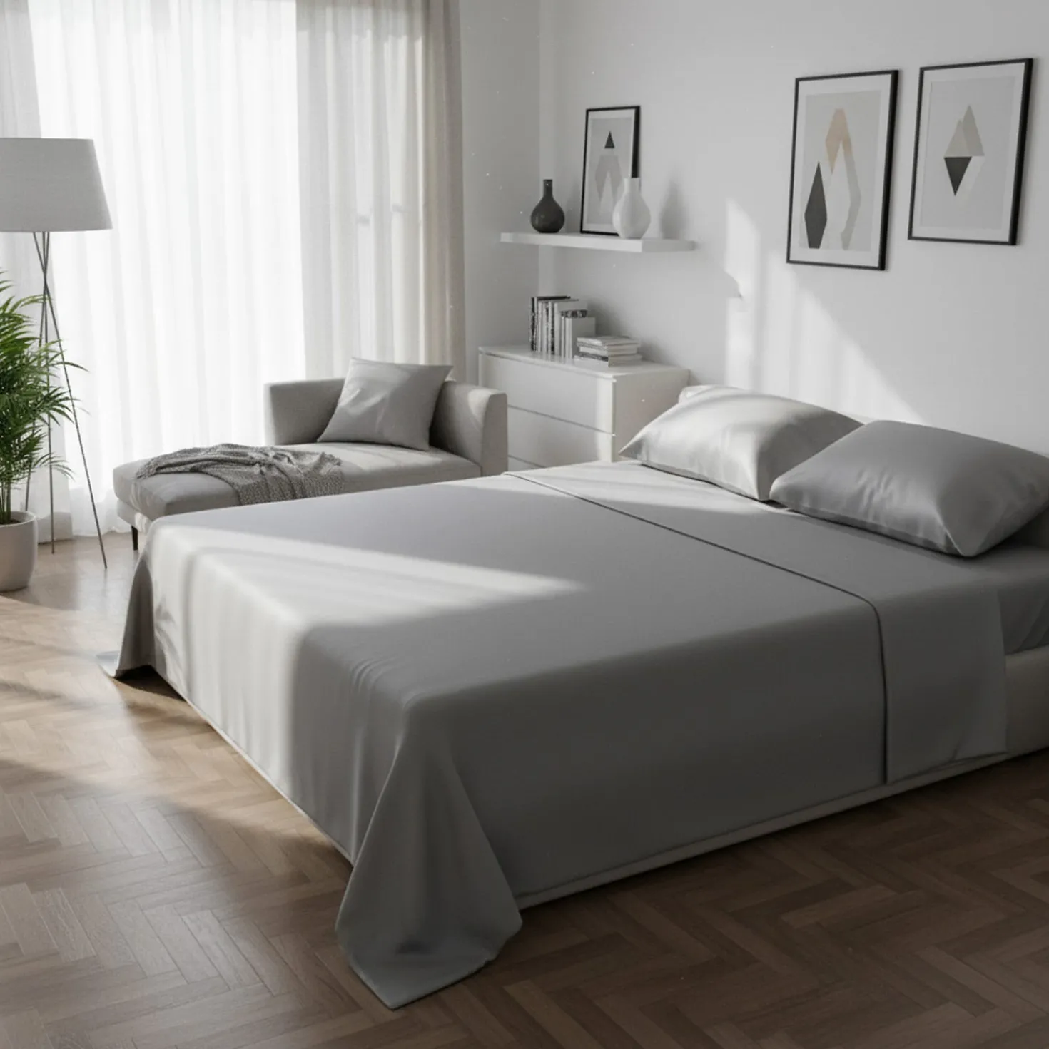 Completo letto matrimoniale grigio Datex