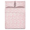 Completo letto matrimoniale policotone foglie rosa