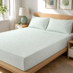Completo letto matrimoniale policotone foglie verde