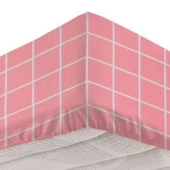 Completo letto matrimoniale policotone quadrotti rosa