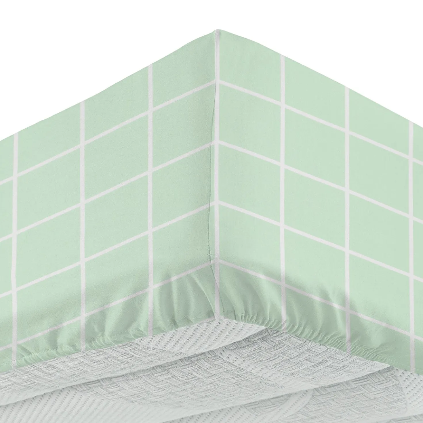 Completo letto matrimoniale policotone quadrotti verde