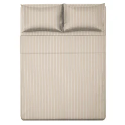 Completo letto matrimoniale policotone righe sabbia