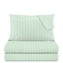 Completo letto matrimoniale policotone righe verde