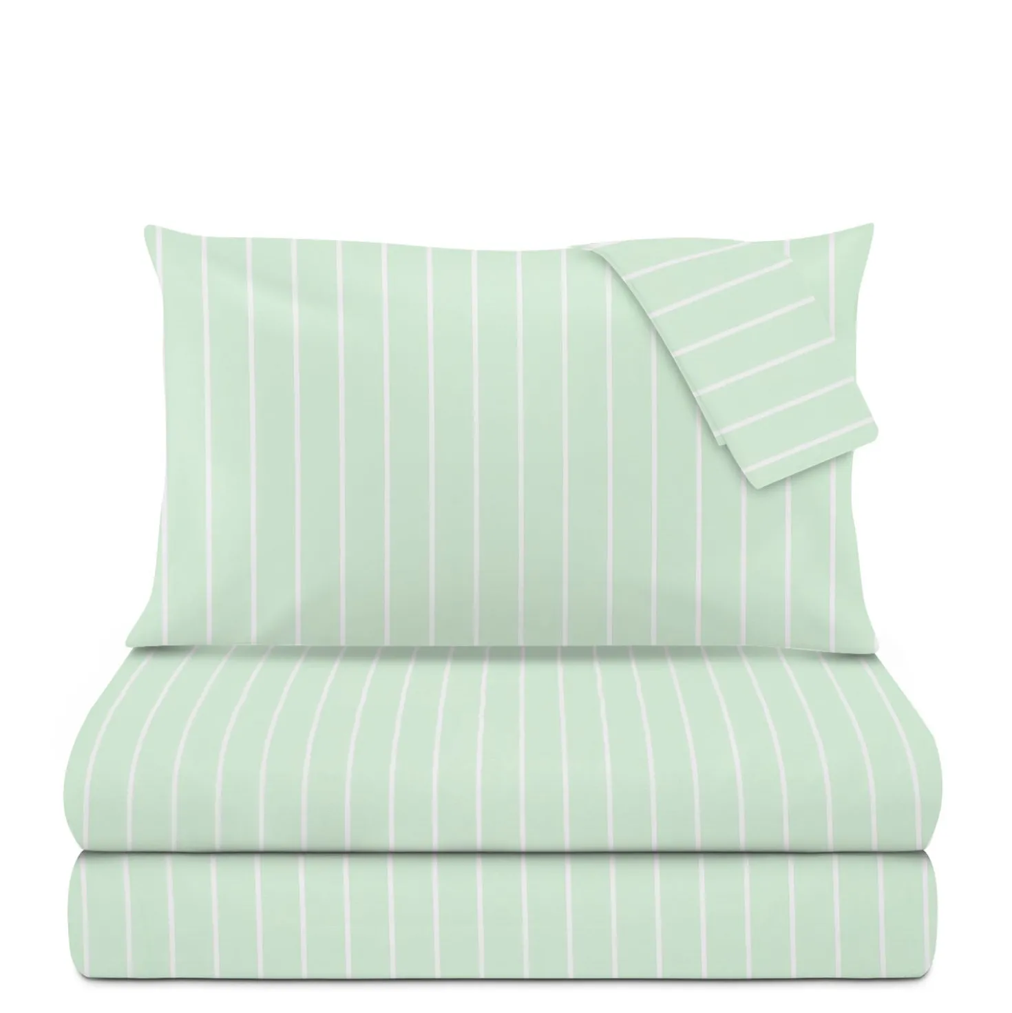 Completo letto matrimoniale policotone righe verde